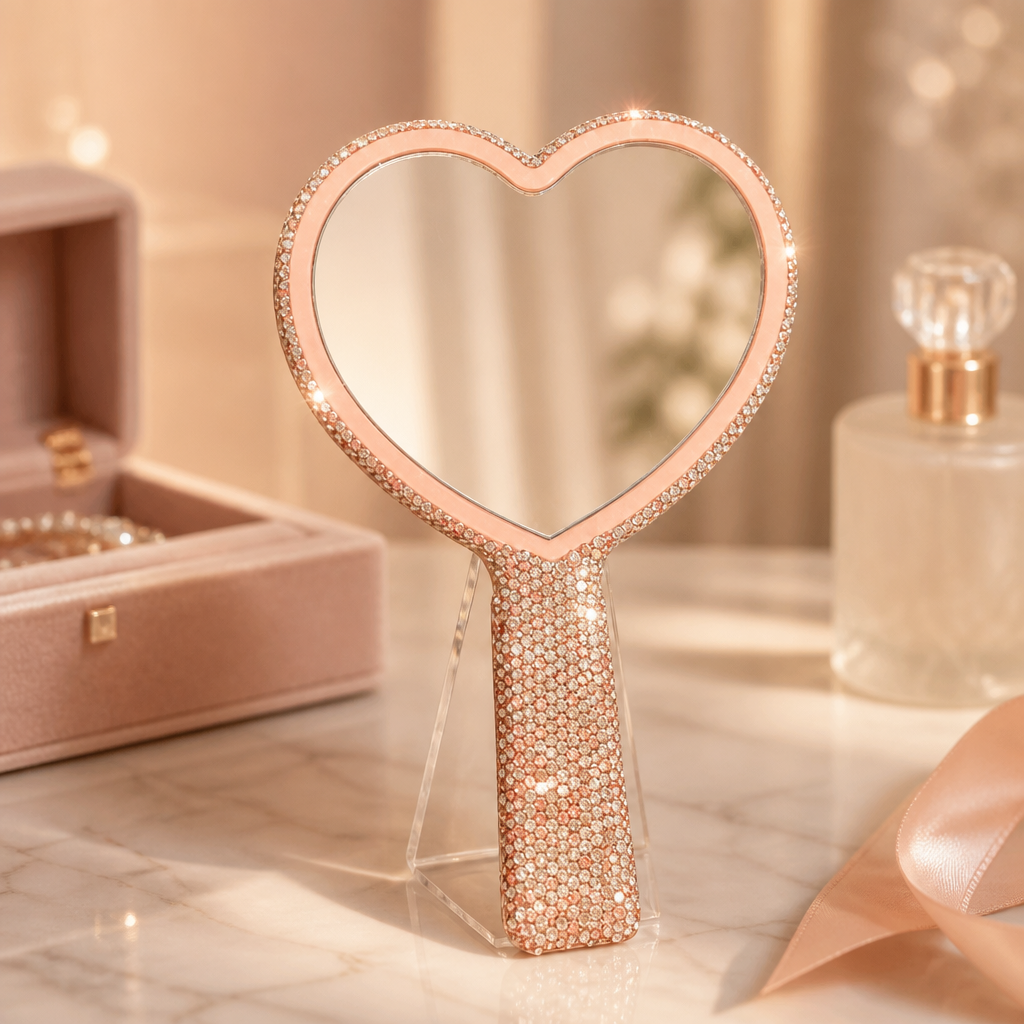 Heart Bling Lash Mirror | Glitter Heart Lash Extension Mirror
