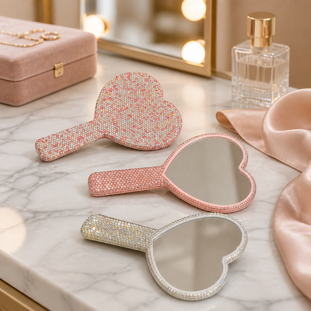 Heart Bling Lash Mirror | Glitter Heart Lash Extension Mirror