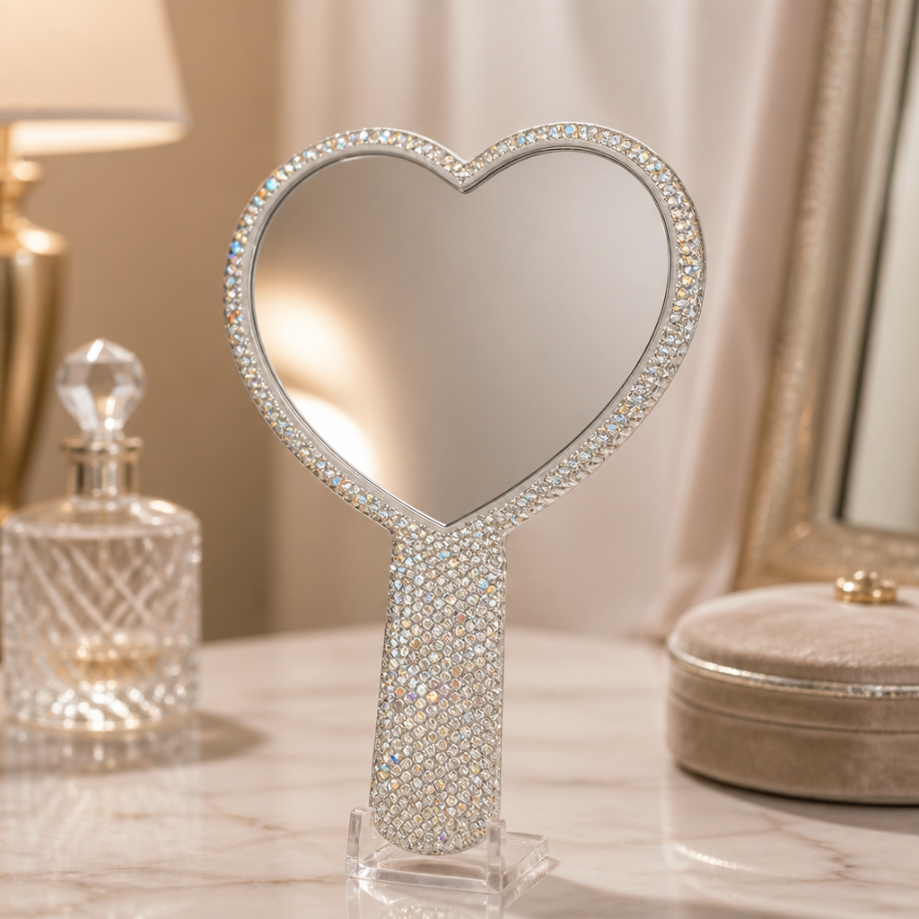Heart Bling Lash Mirror | Glitter Heart Lash Extension Mirror